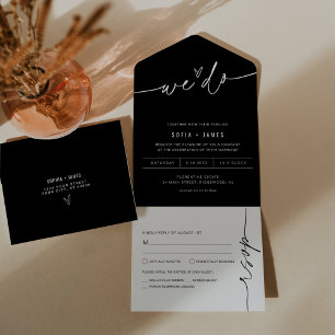 NOIR Minimalist We Do Wedding Foil Invitation
