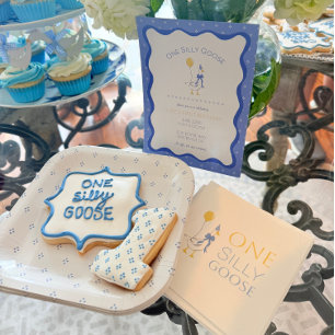 Blue and White Polka Dot Party Plate