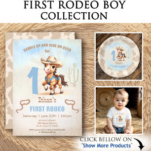 First Rodeo Western Cowboy Horse 1st Birthday Classic Round Sticker