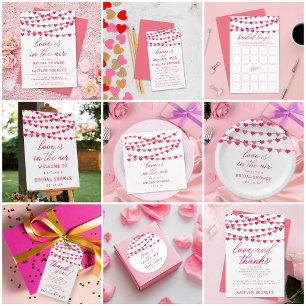 Hanging String Love Hearts Bridal Shower Welcome Poster