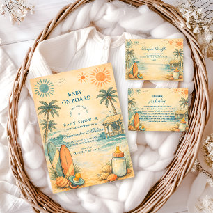 Cute Baby On Board Surf Baby Shower Napkin