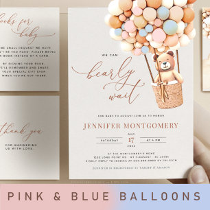 Bear Balloons Baby Shower All In One Invitation