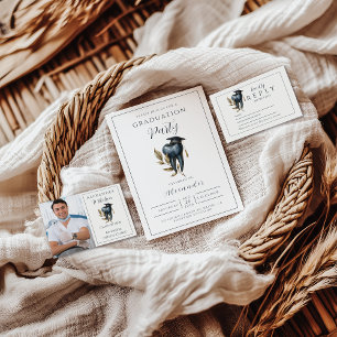 Photo Blue Laurel Tooth Graduation Party Announcement