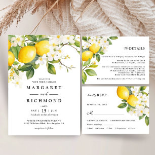 Elegant Mediterranean Lemon Wedding RSVP Card