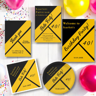 Elegant Black And Gold Luxury Chic 40th Birthday Paper Plate