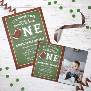 Football First Birthday Party Invitation