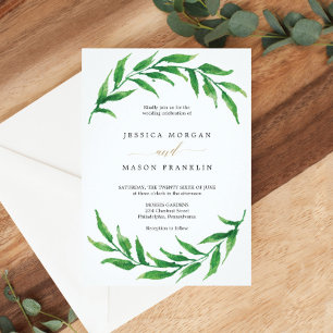 Golden Greenery Wedding Tri-Fold Invitations