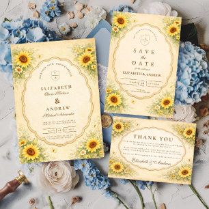 Vintage Sunflower Garden Wedding Save The Date