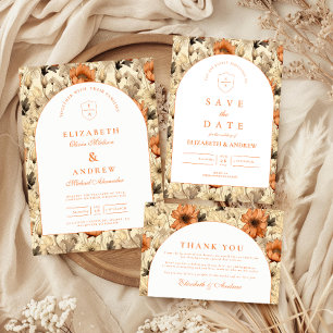 Elegant Autumn Botanical Wedding Save The Date