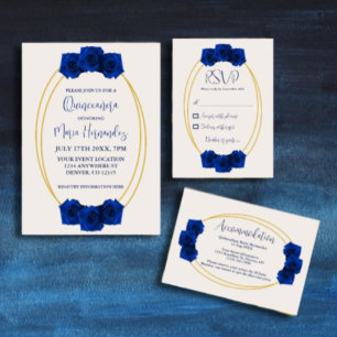 Royal Blue and Gold Geometric Enclosure Card