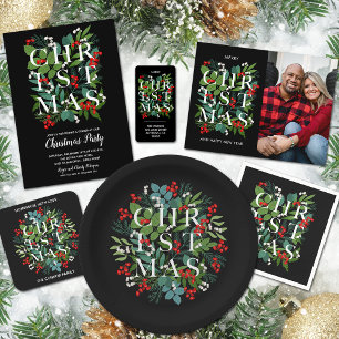 Elegant CHRISTMAS Greenery Photo Holiday Card