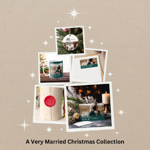 Bold Photo A Very Married Christmas Classic Round Sticker