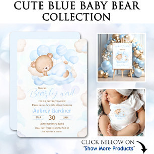 Welcome Baby Boy Name Blue Bear Card