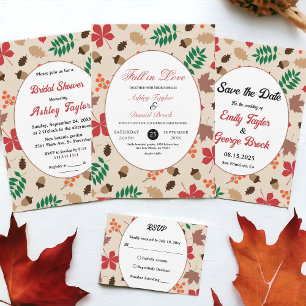 Elegant Fall in Love Leaves Autumn Floral Wedding Invitation