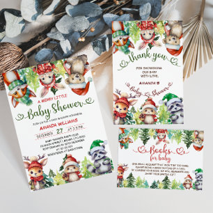 Christmas Woodland Animals Santa Baby Shower Invitation