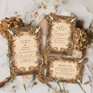 Rustic Antler Autumn Wedding Save The Date