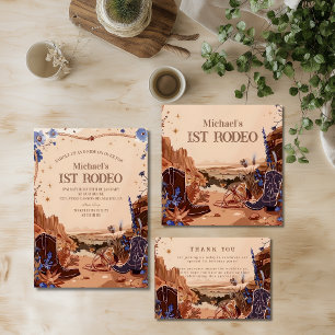 Western Cowgirl Cowboy First Birthday Invitation