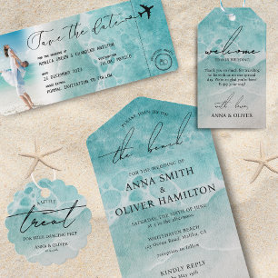 Coastal Ocean Beach Summer Modern Wedding Invitation