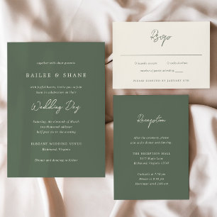Bailee Olive Green Modern Wedding Invitation