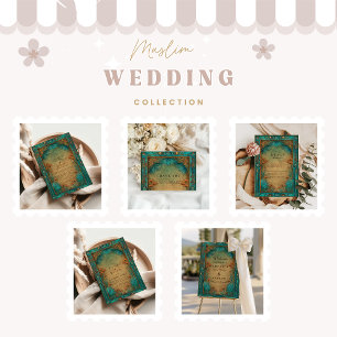 Vintage Teal Garden Islamic Wedding Thank You Card
