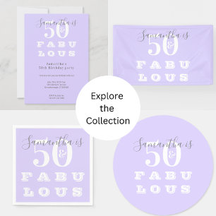 Modern 50th Birthday 50 fabulous Purple Grey Party Invitation