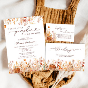Little Pumpkin is on the Way Floral Baby Shower Invitation