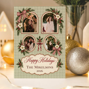 Coquette English Country Gingham Christmas Invitation