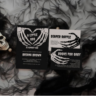 Gothic Skull Little Boo Halloween Baby Shower Invitation