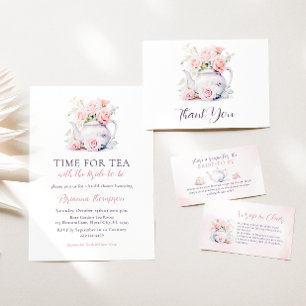 Elegant Rose Pink Tea Party Thank You Sticker