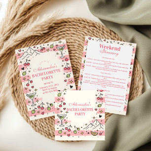 Pink Mountains and Martinis Bachelorette Classic Round Sticker