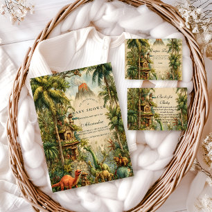 Vintage Dino Baby Shower Invitation