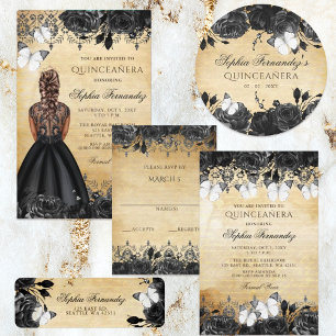 Rustic Vintage Black Roses Floral Butterfly  Return Address Label