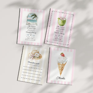 Ice Cream Beach Party Coastal Summer Birthday Thank You Card
