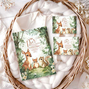 Watercolor Woodland Oh Deer Books for Baby Enclosure Card