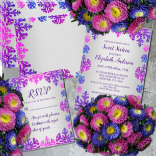 Sweet 16 Winter Snowflake Birthday Invitation