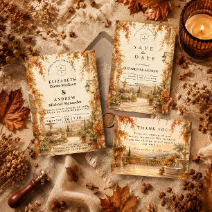 Romantic Autumn Outdoor Wedding Save The Date