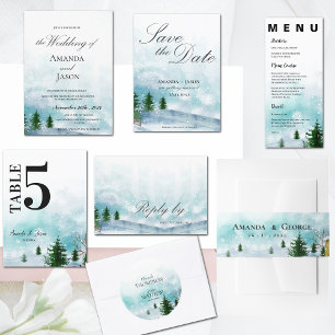 Cute Frosty Christmas Tree Winter Morning Wedding Envelope
