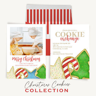 Christmas Watercolor Cute Cookies 1 Photo Holiday Postcard
