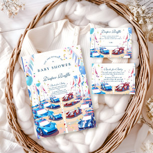Classic Car Baby Celebration Diapper Raffle Enclosure Card