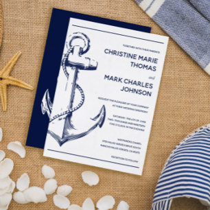 Budget Nautical Anchor Wedding Invite