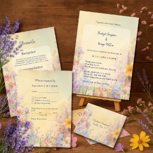 Pastel Wildflower Meadow Barn Wedding  Invitation