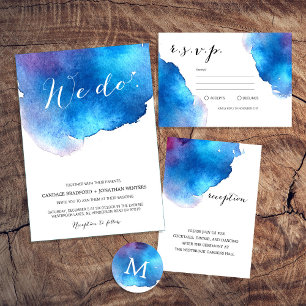 Blue Splash Watercolor Wedding Return Address Label