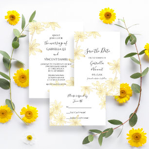Pale Yellow Daisies Post Wedding Brunch Invitation