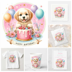 Cute Pastel Puppy Labrador - Birthday  Invitation