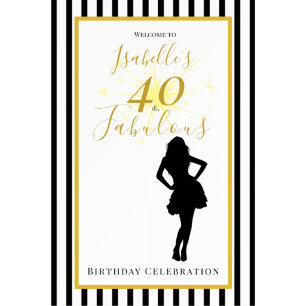 40 & Fabulous Birthday Banner Black & Gold