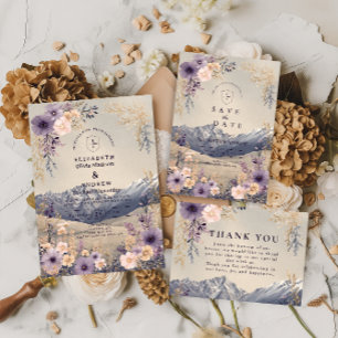 Lavender Wildflower Mountain Wedding Save The Date