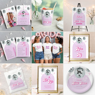 Retro Disco Groove Bingo Bridal Shower Game Card