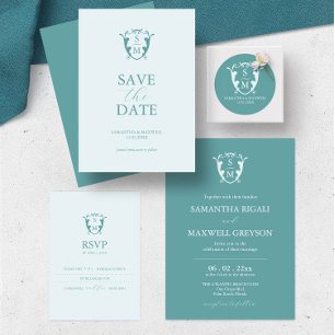 Monogram Blue Couples Wedding Shower Invitations