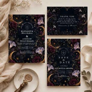 Moody Dark Celestial Wedding Save The Date