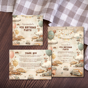 Retro Car Themed Kids Birthday Classic Round Sticker